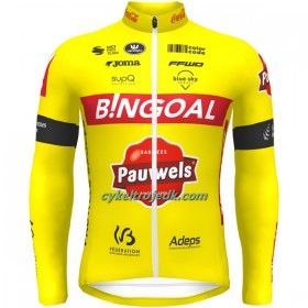 Cykeltrøje Langærmet 2022 Bingoal Pauwels Sauces WB Rød Neon Gul